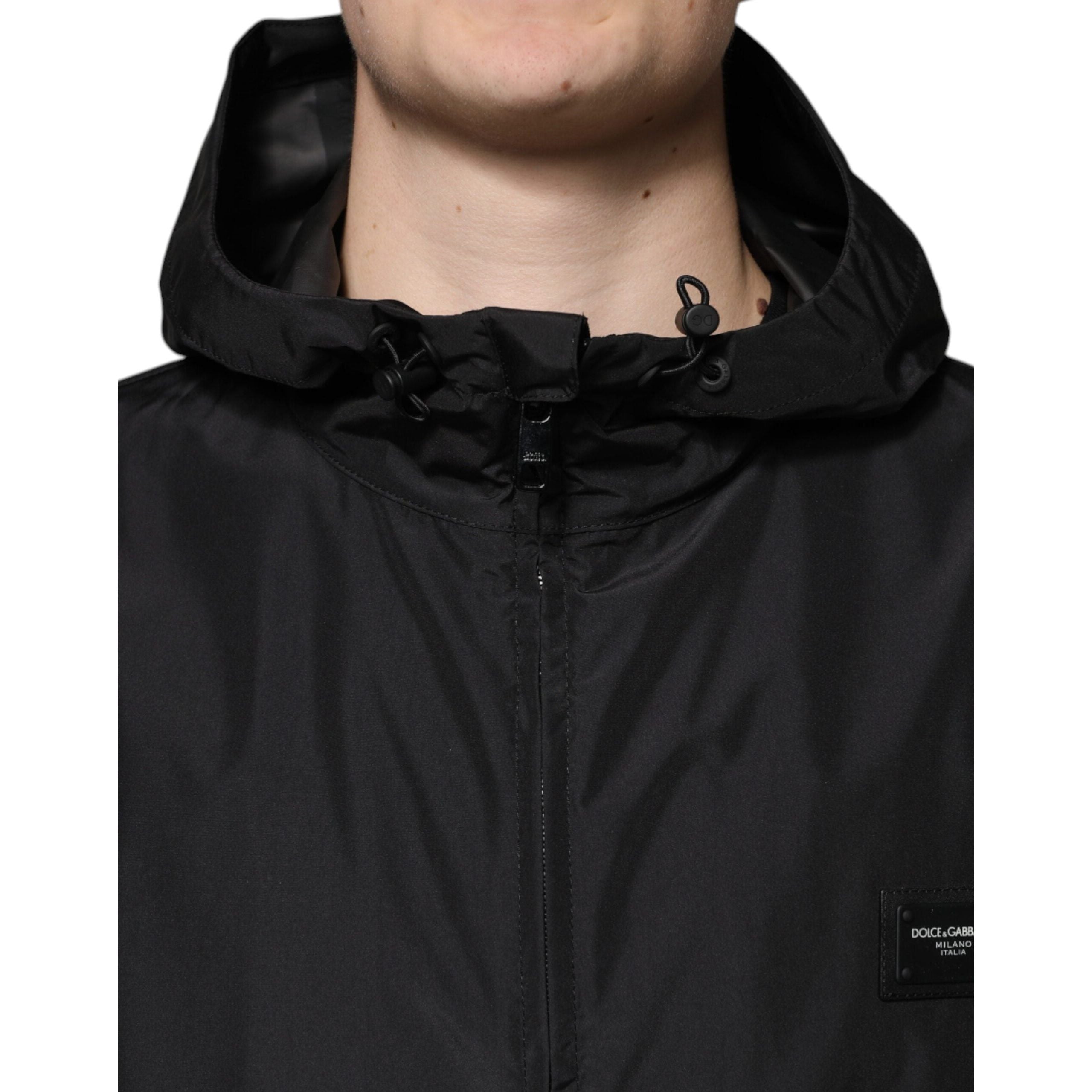 Dolce & Gabbana Black Cotton Hooded Full Zip Jacket