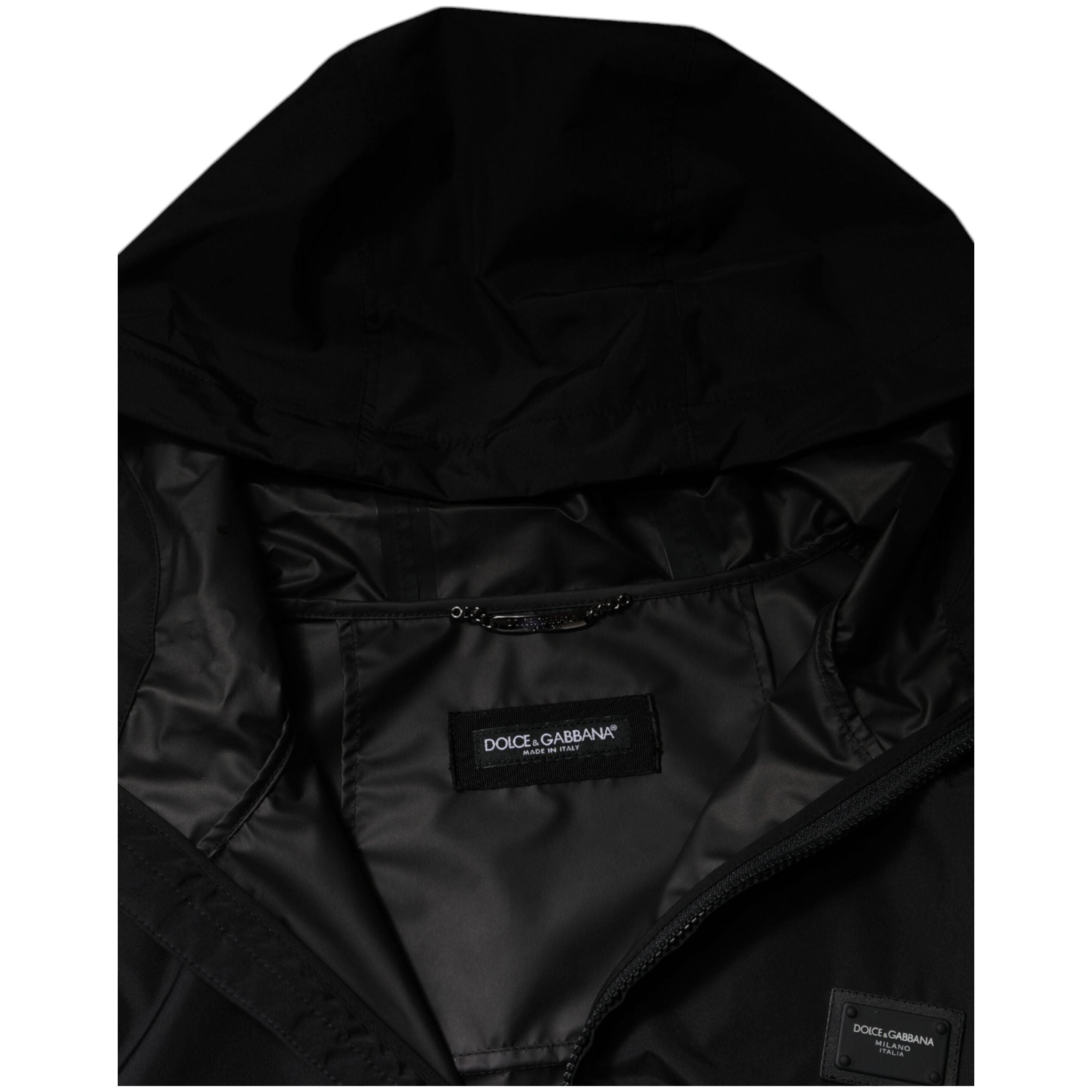 Dolce & Gabbana Black Cotton Hooded Full Zip Jacket