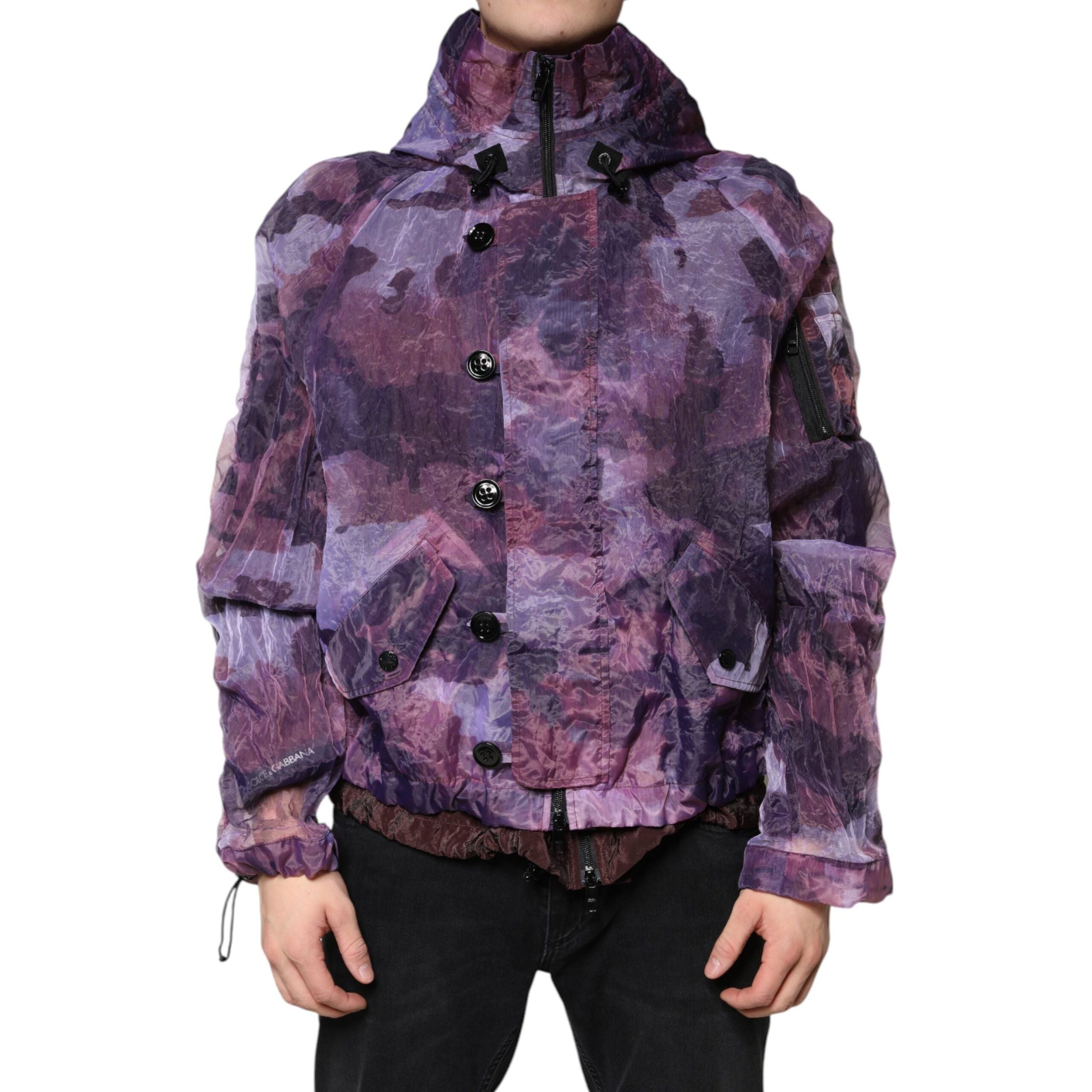 Dolce & Gabbana Purple Camouflage Nylon Blouson Jacket