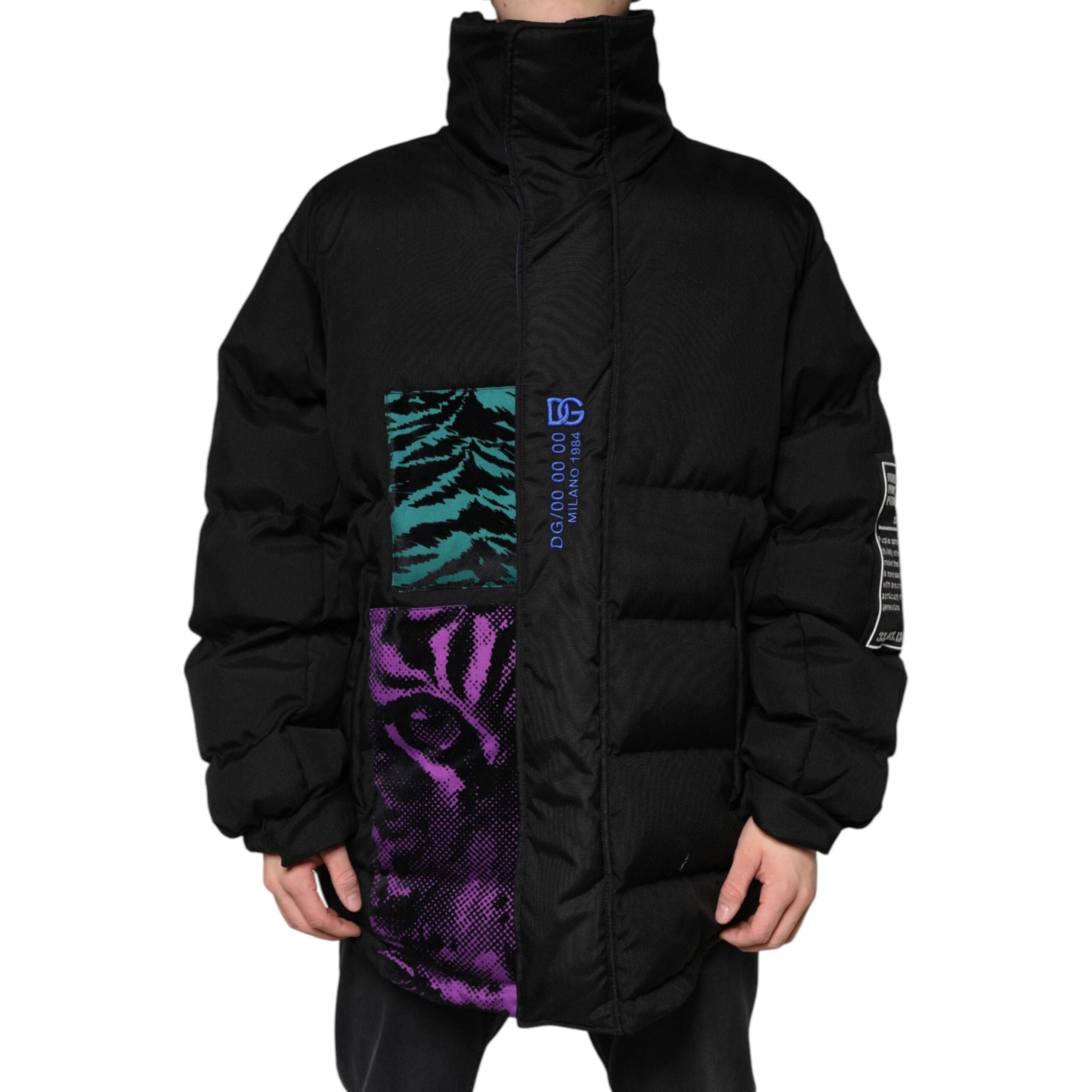 Dolce & Gabbana Black Nylon Puffer Full Zip Jacket