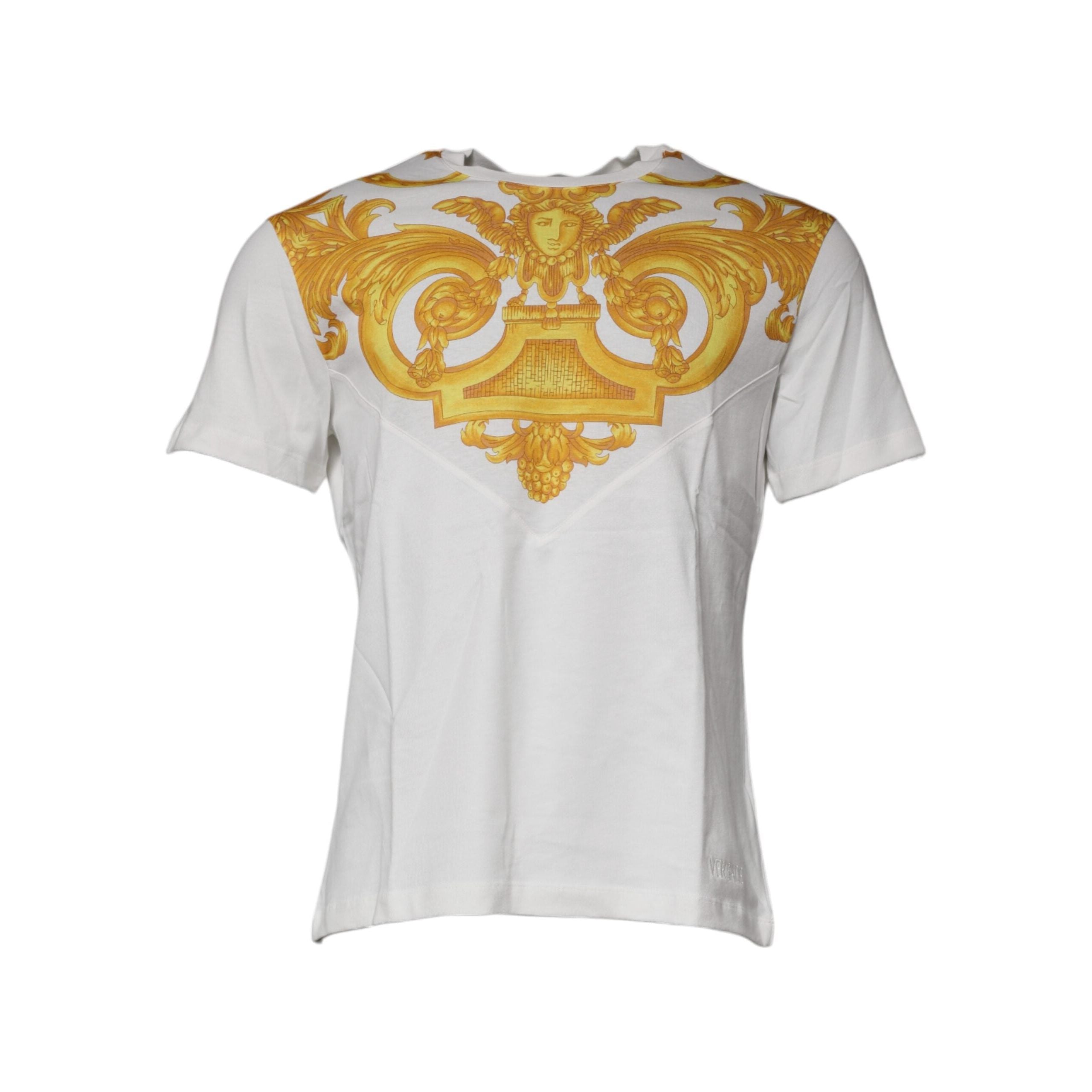 Versace White Cotton Crew Neck T-shirt Medusa Print Elegance
