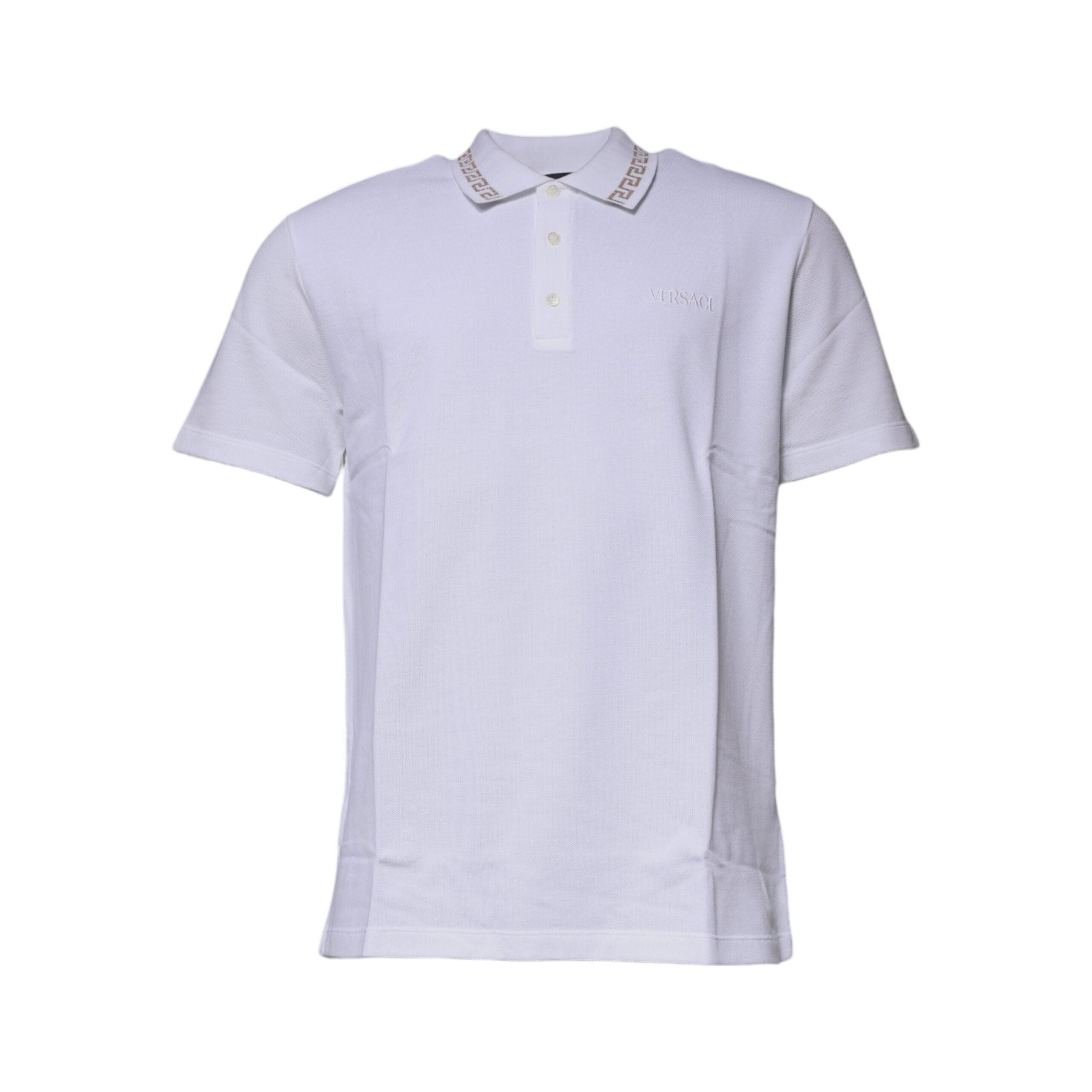 Versace White Viscose Collared Polo Short Sleeve T-shirt