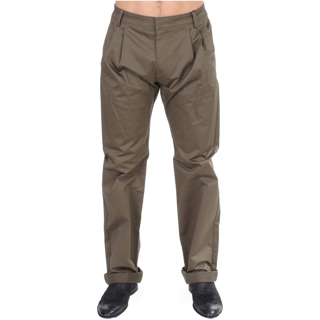 GF Ferre Elegant Green Cotton Comfort Straight Fit Pants Luxury
