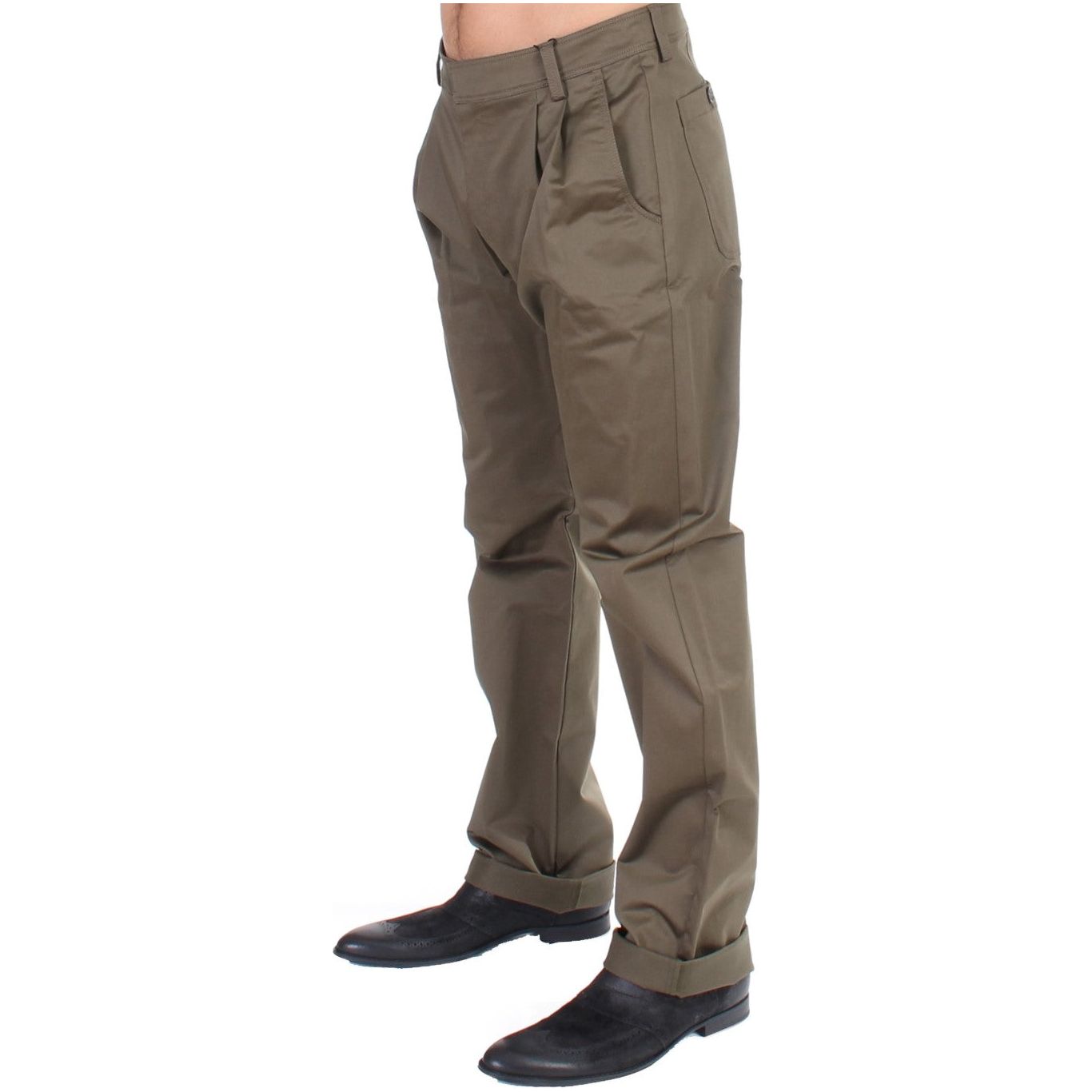 GF Ferre Elegant Green Cotton Comfort Straight Fit Pants Luxury