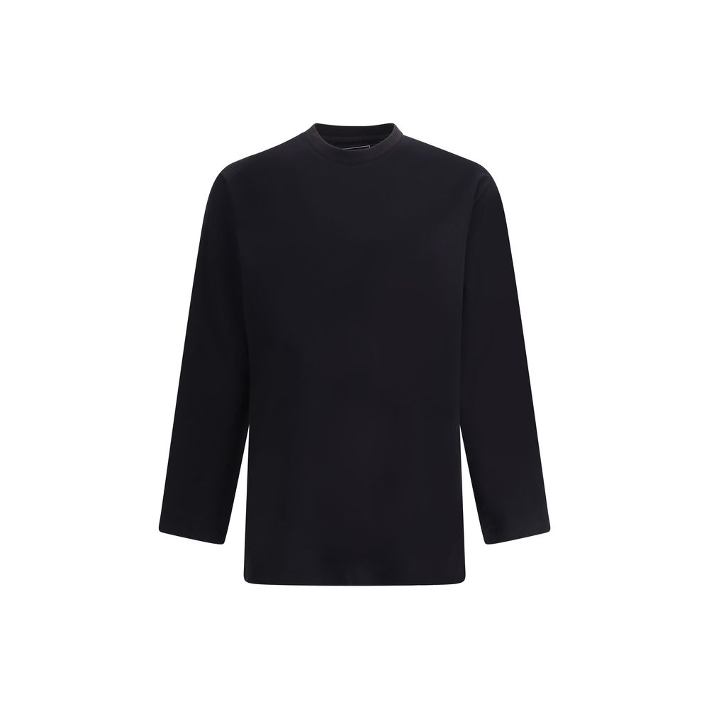 Y-3 Black Cotton Long Sleeve Jersey With Maxi Print