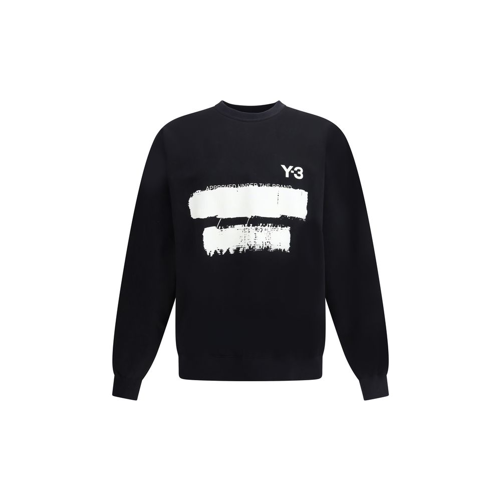 Y-3 Black Cotton Sweatshirt with Maxi Print for Elevated Street Style