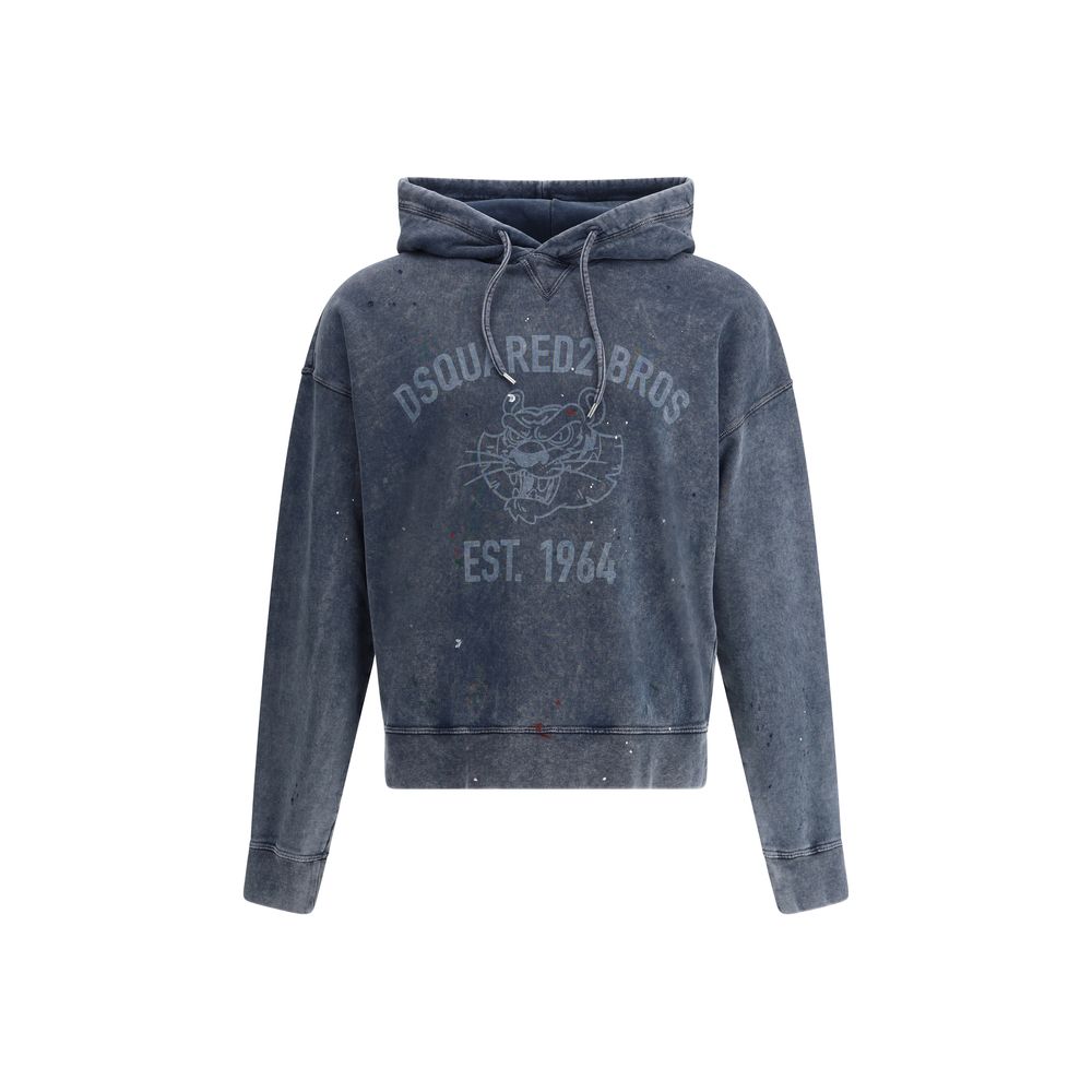 Dsquared² Grey Premium Cotton Hoodie with Artistic Flair