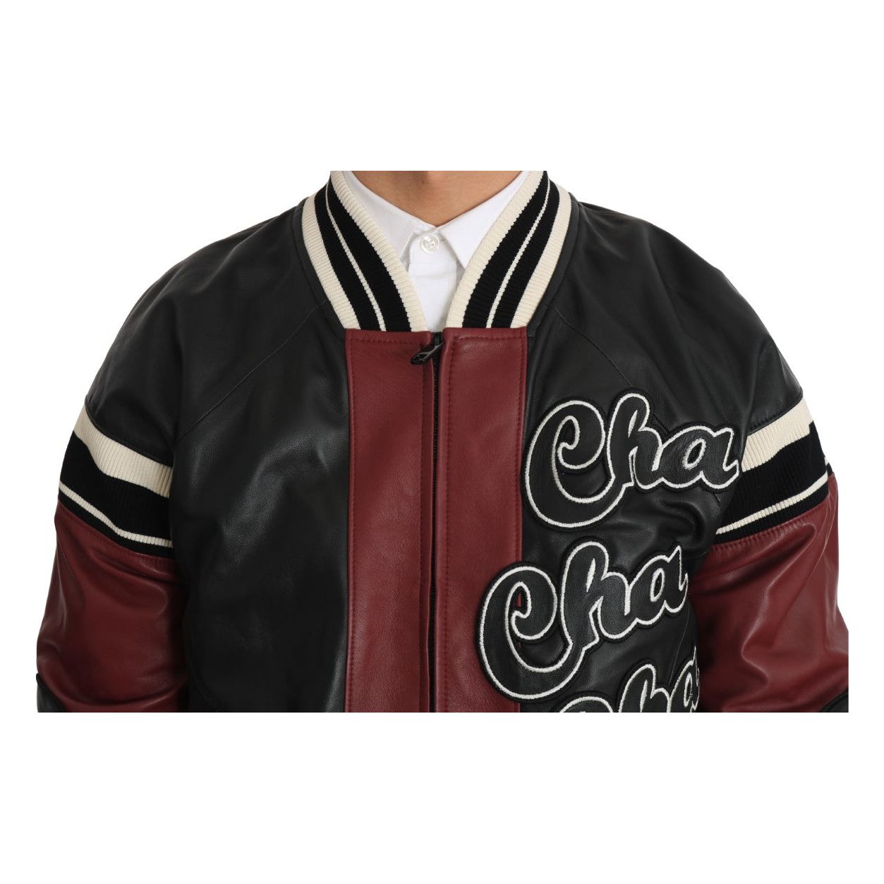 Dolce & Gabbana Black Sheepskin Leather Bomber Jacket