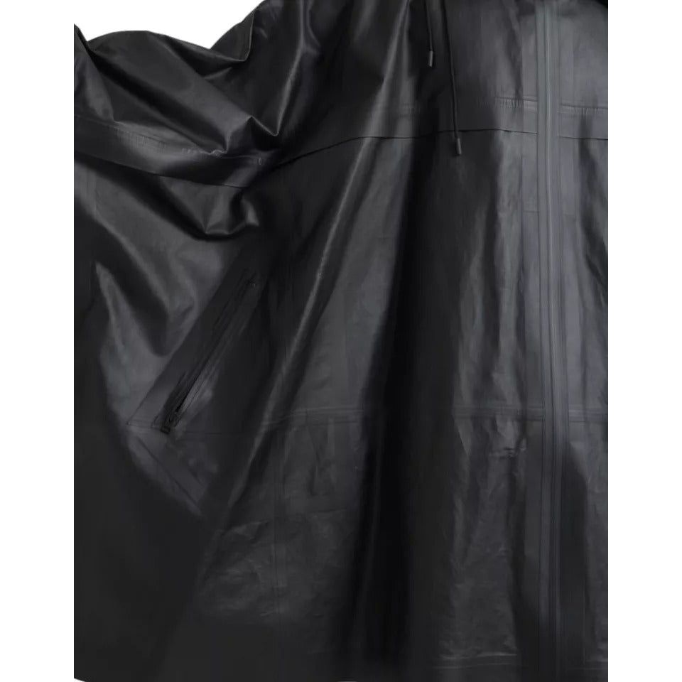 Bottega Veneta Black Leather Hooded Trenchcoat Jacket