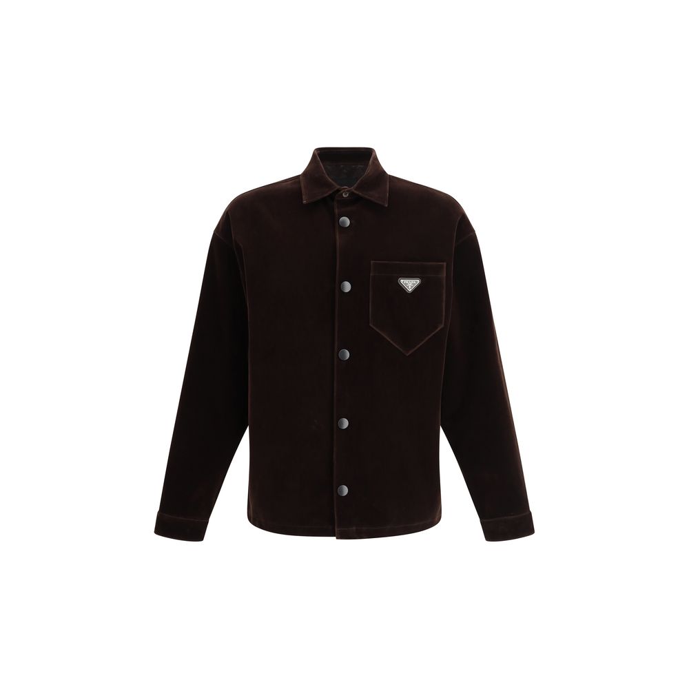 Prada Green Velvet Shirt Jacket - Effortless Luxury and Style