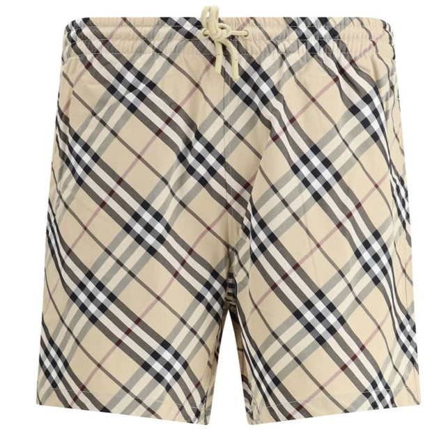 Burberry Red Cotton Check Archive Swimshorts - Timeless Elegance Redefined