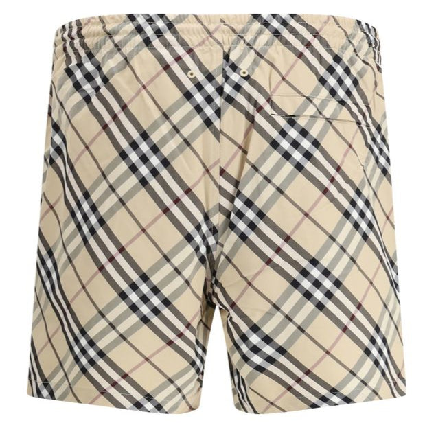 Burberry Red Cotton Check Archive Swimshorts - Timeless Elegance Redefined