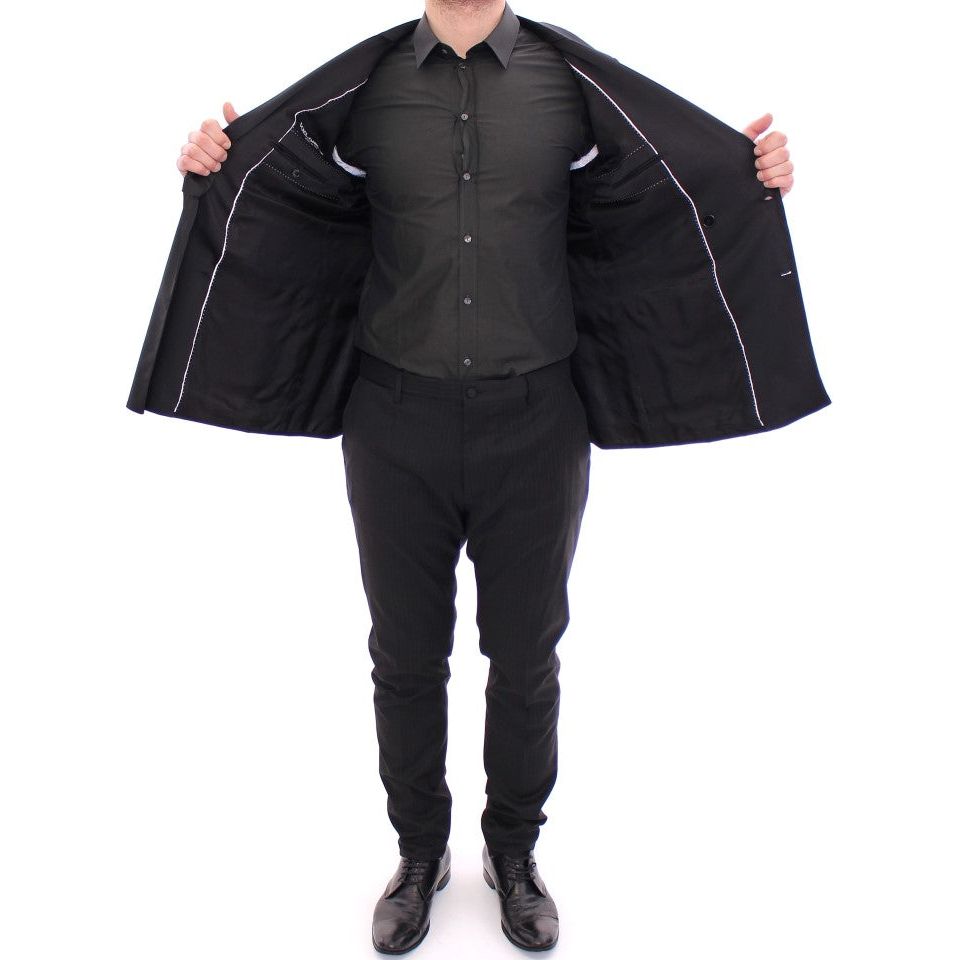 Dolce & Gabbana Black Wool-Silk Blend Suit