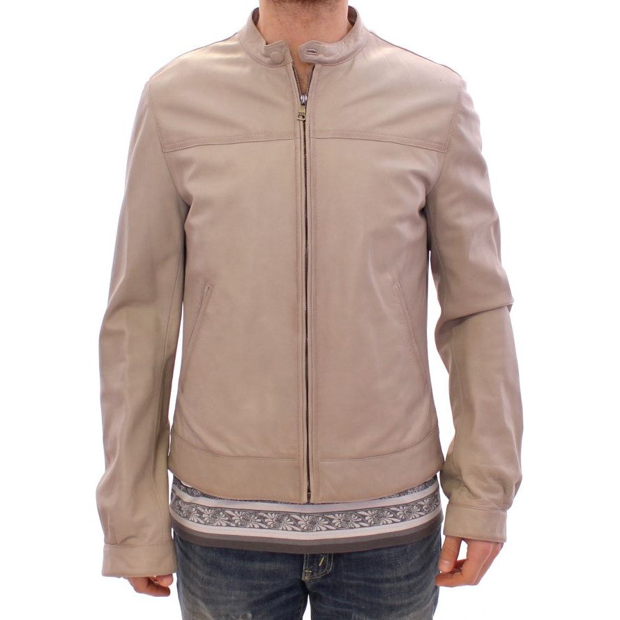 Dolce & Gabbana Beige Leather Lambskin Jacket