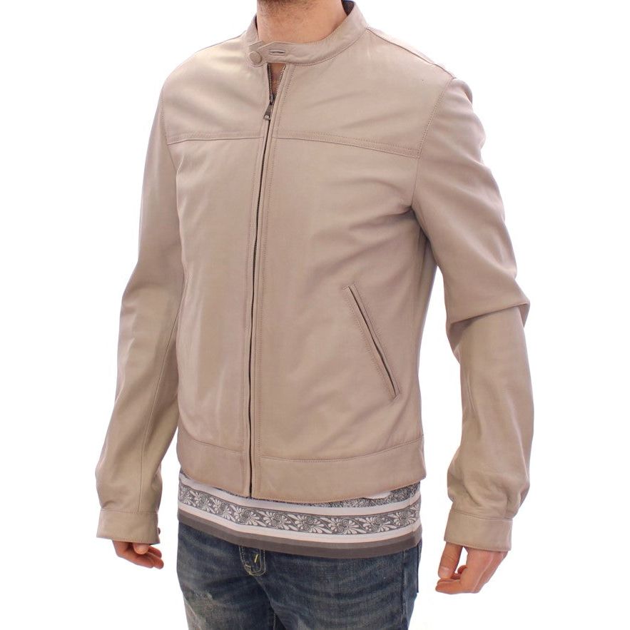Dolce & Gabbana Beige Leather Lambskin Jacket