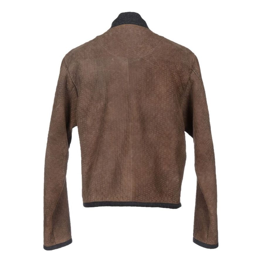 Dolce & Gabbana Black Leather & Wool Blend Jacket