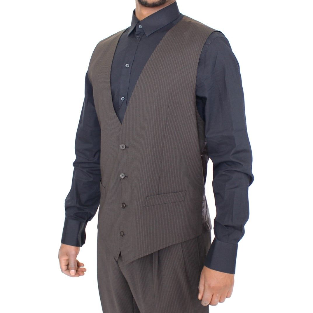Dolce & Gabbana Brown Wool Dress Vest