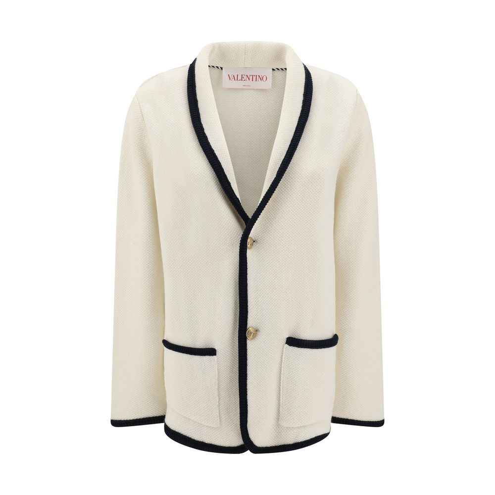 Valentino Navy Wool Knit Jacket: Timeless Elegance Redefined
