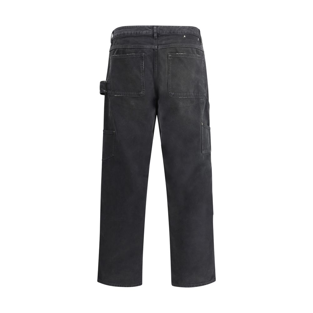 Golden Goose Blue Denim Jeans with Distinctive Appliqué Design