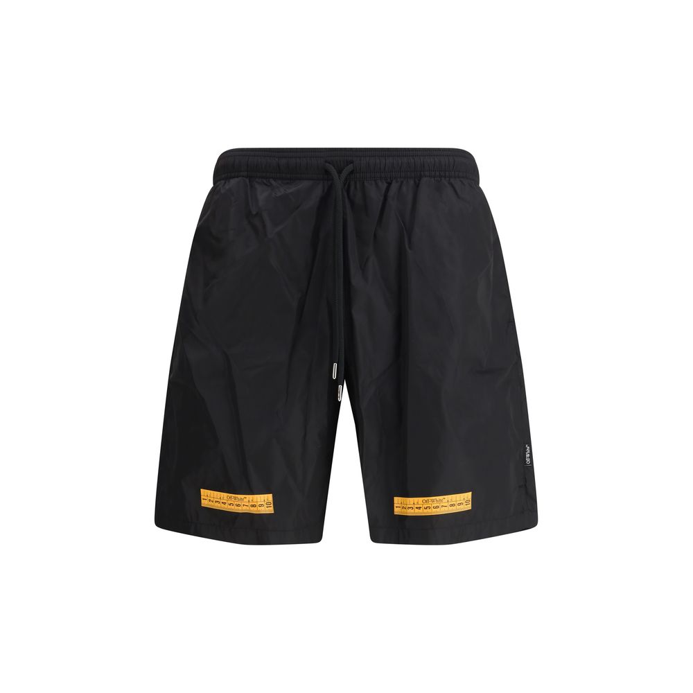 Off-White Black Nylon Tape Surfer Swimshorts for Elevated Leisurewear