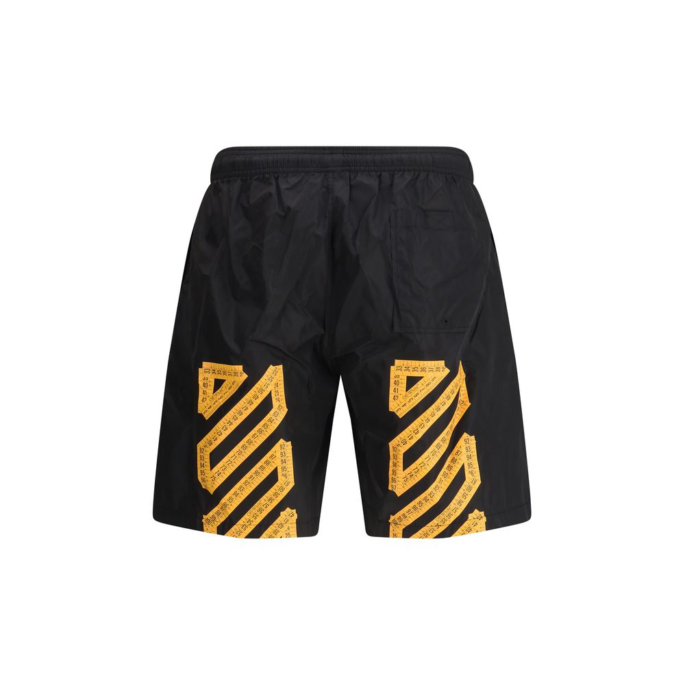 Off-White Black Nylon Tape Surfer Swimshorts for Elevated Leisurewear