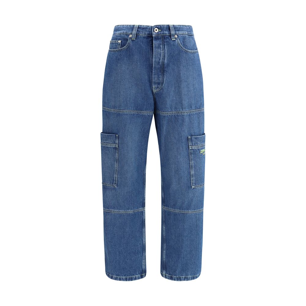 Off-White Khaki Cotton Cargo Jeans for Elevated Urban Style