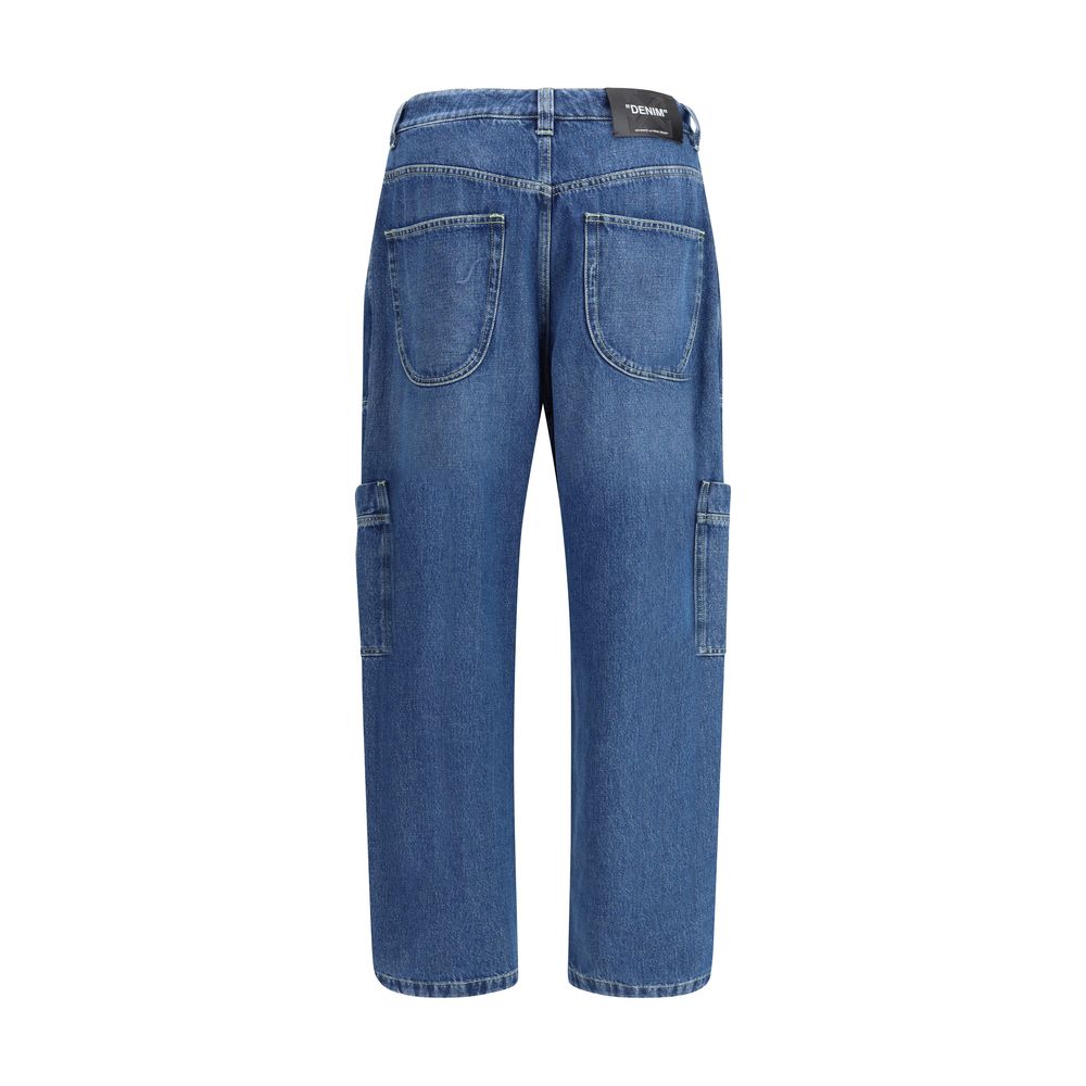 Off-White Khaki Cotton Cargo Jeans for Elevated Urban Style
