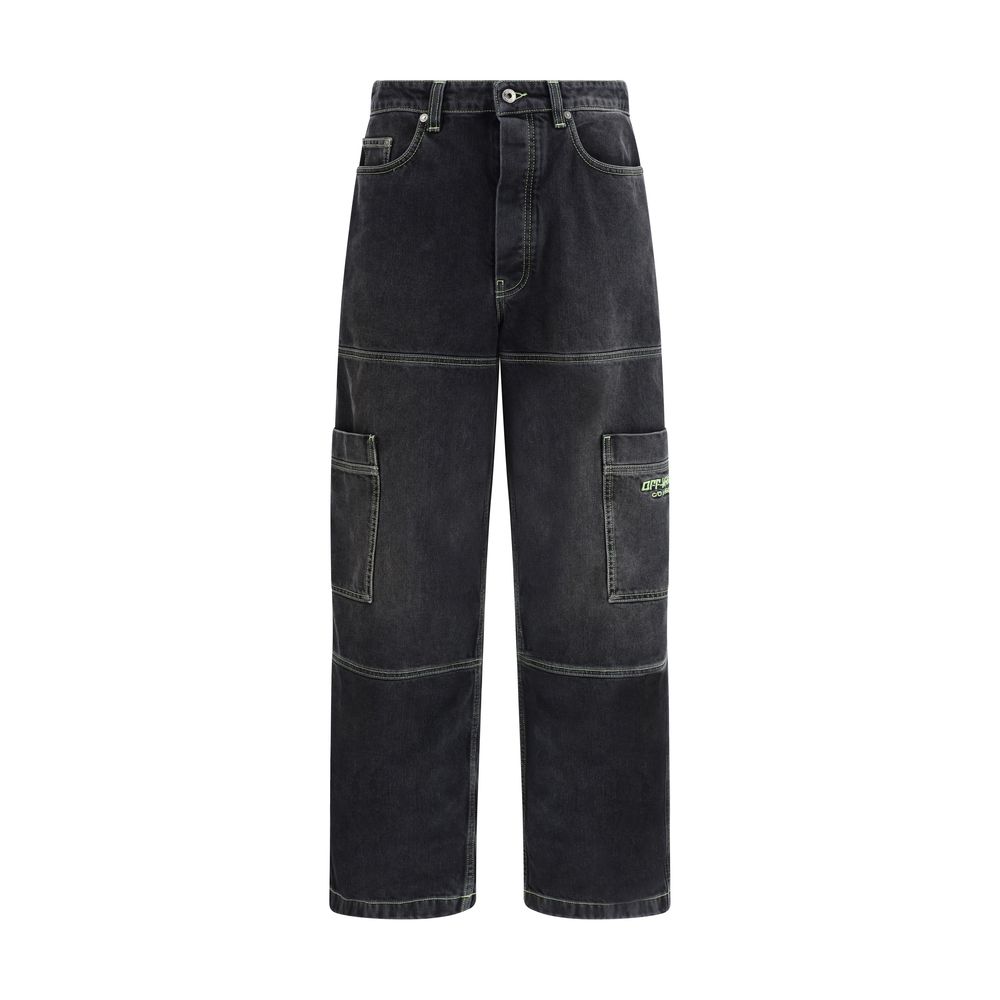 Off-White Blue Denim Cargo Jeans for Elevated Street Style