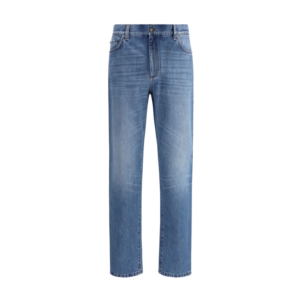 ZEGNA Blue Denim Straight Jeans in Timeless Elegant Design