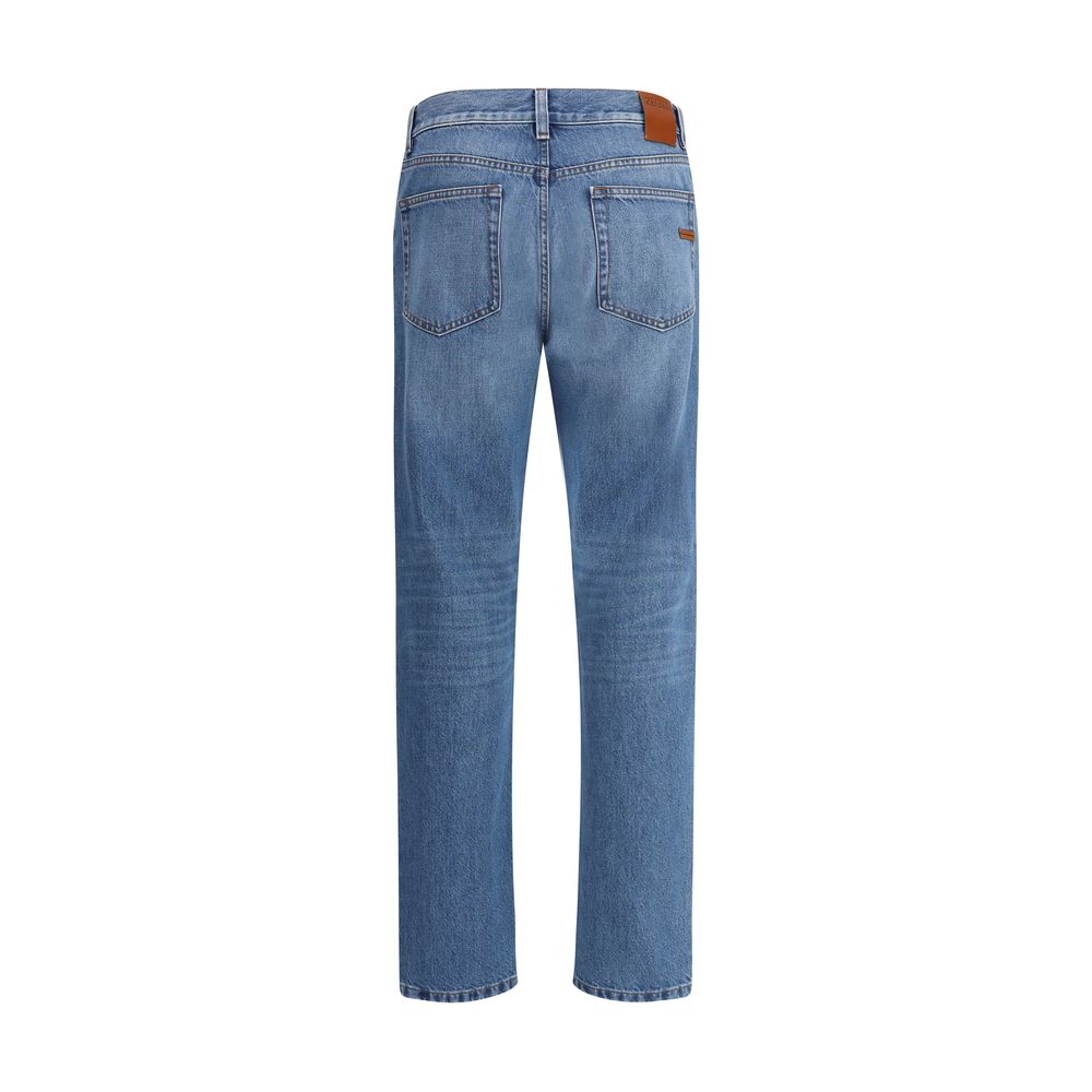 ZEGNA Blue Denim Straight Jeans in Timeless Elegant Design