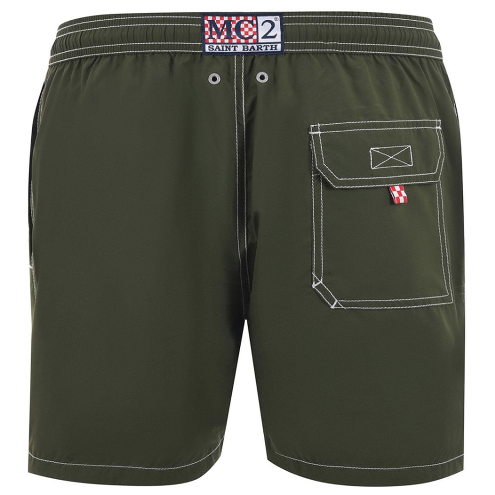 MC2 Saint Barth Green Cotton Swimwear Boxer for Elegant Leisure