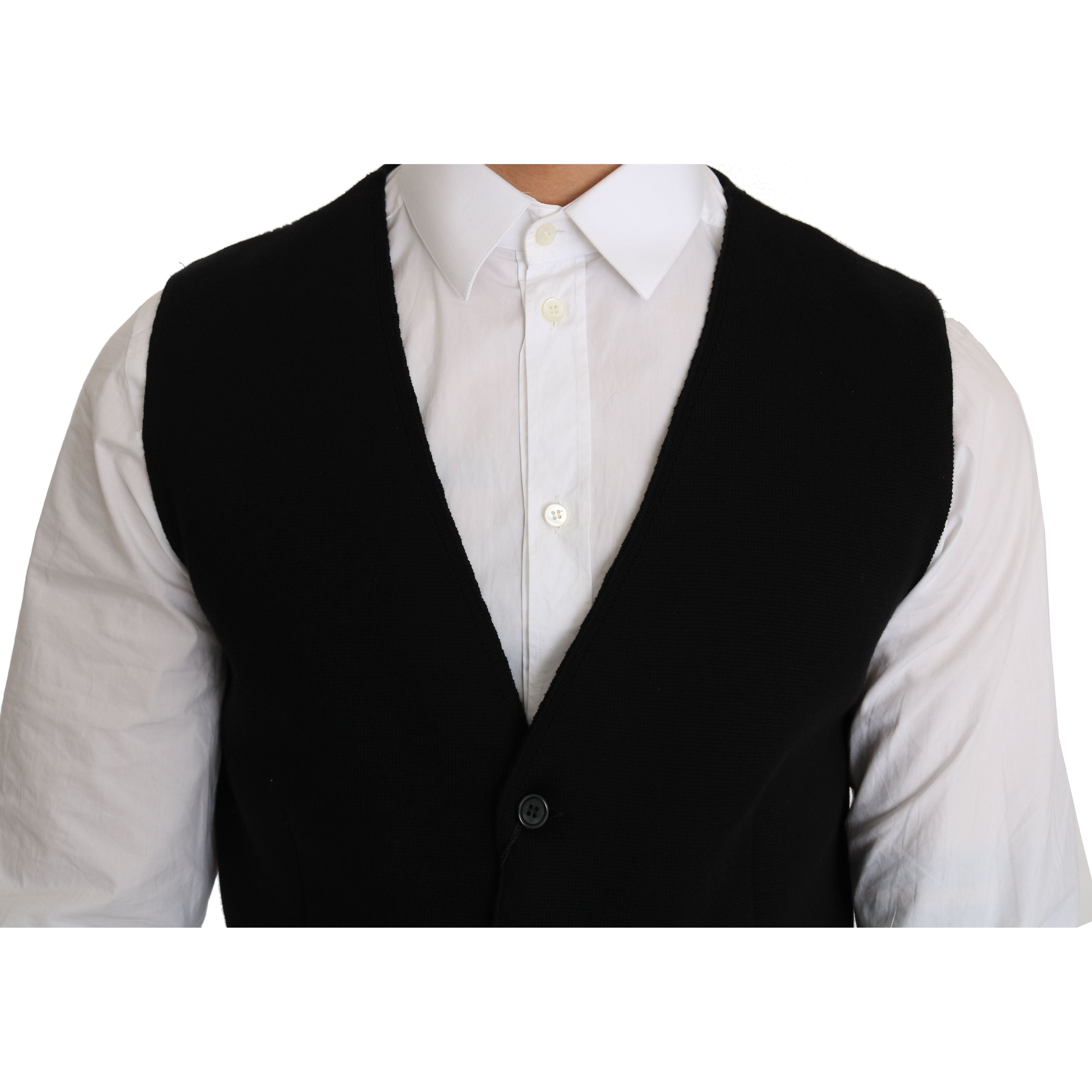 Dolce & Gabbana Sleek Black Cotton Formal Vest for Elegance
