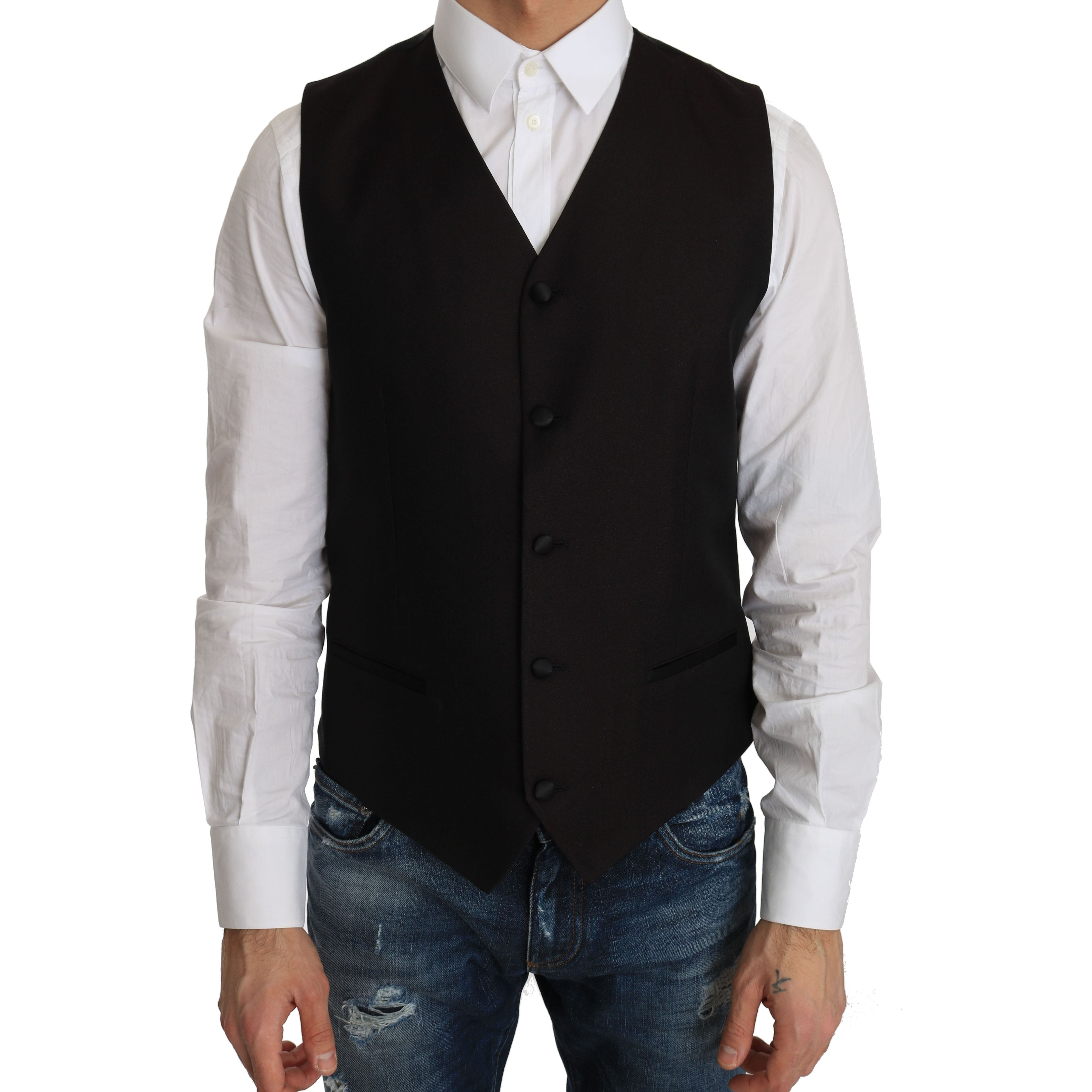 Dolce & Gabbana Black Silk Blend Formal Vest