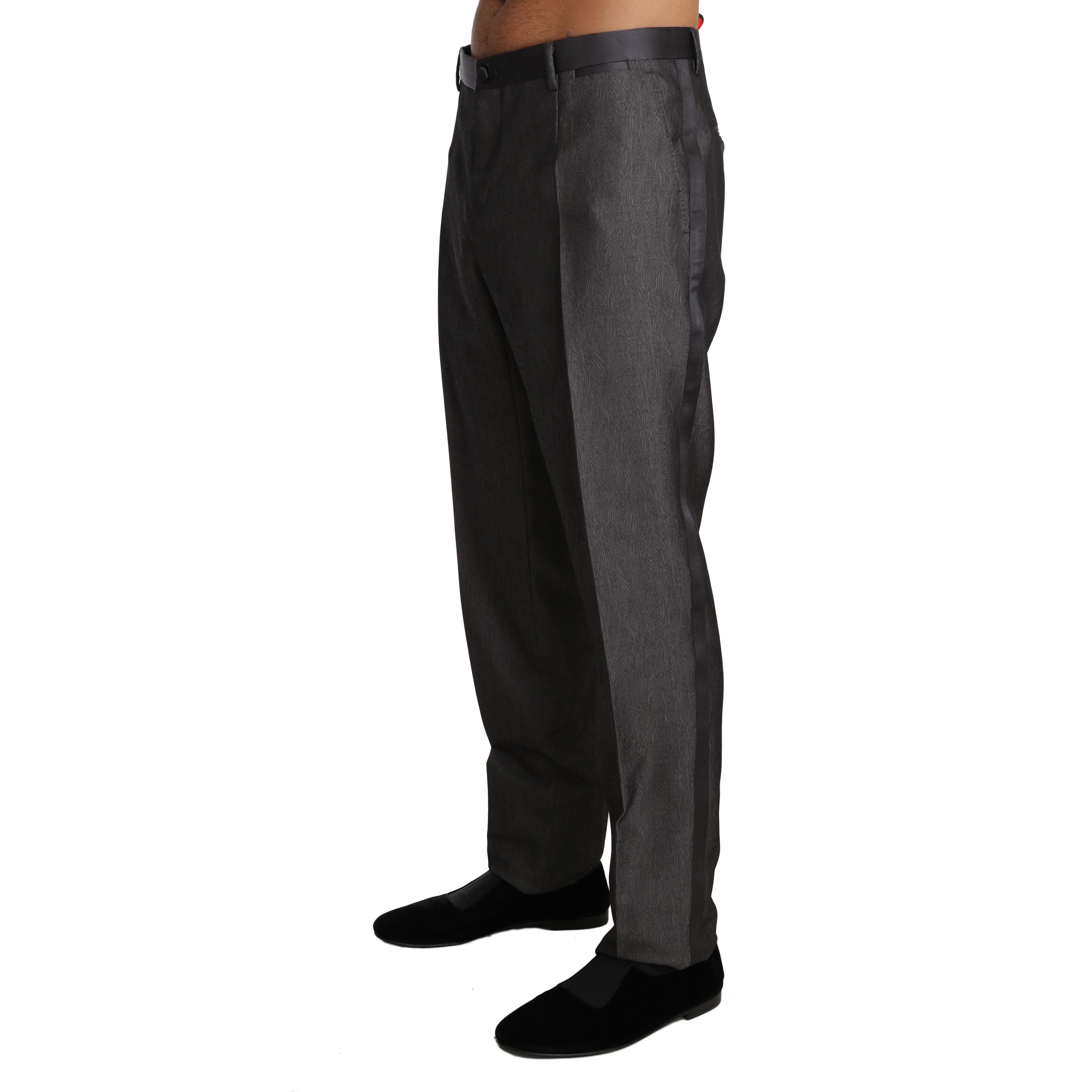 Dolce & Gabbana Gray Wool Blend Elegant Patterned Trousers