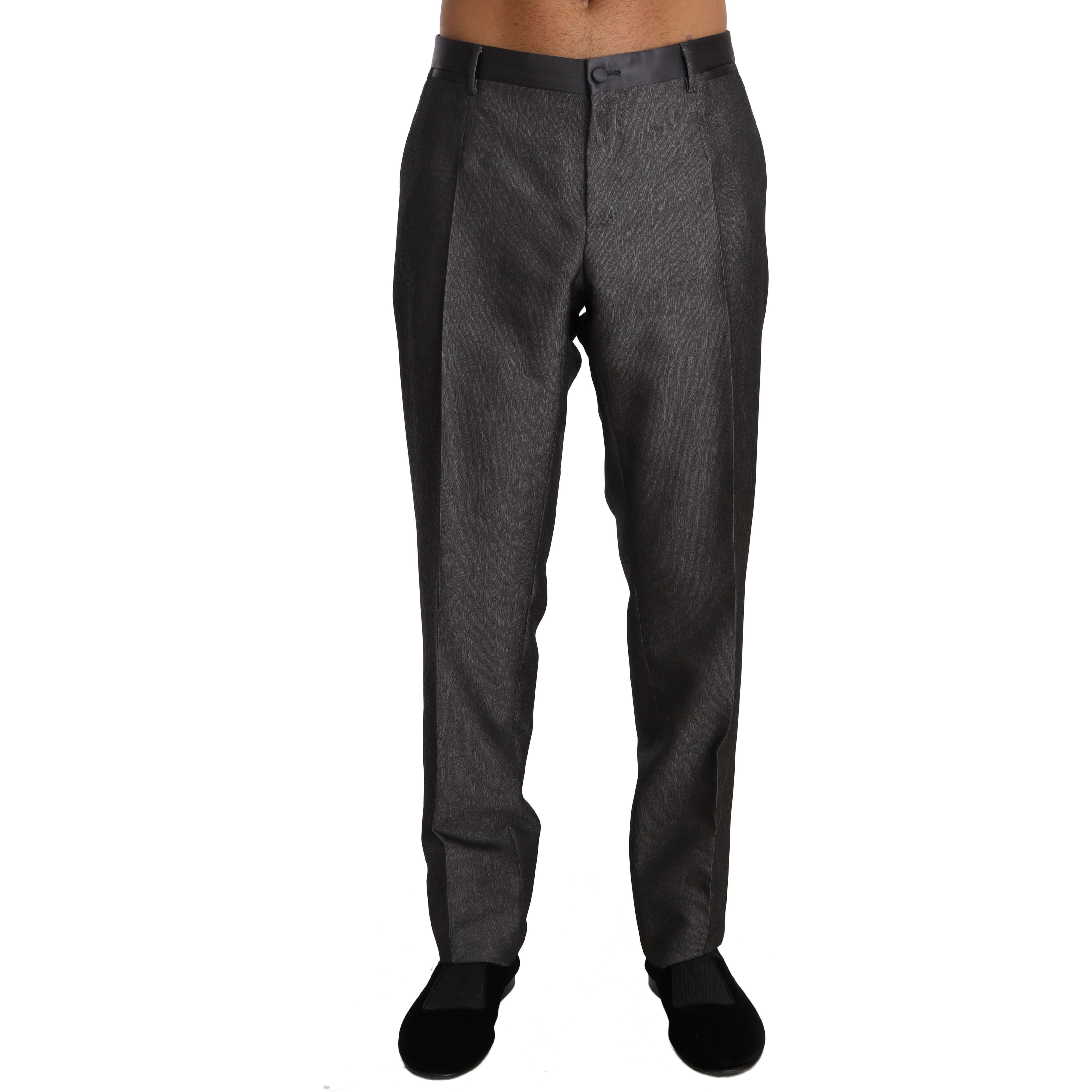 Dolce & Gabbana Gray Wool Blend Elegant Patterned Trousers