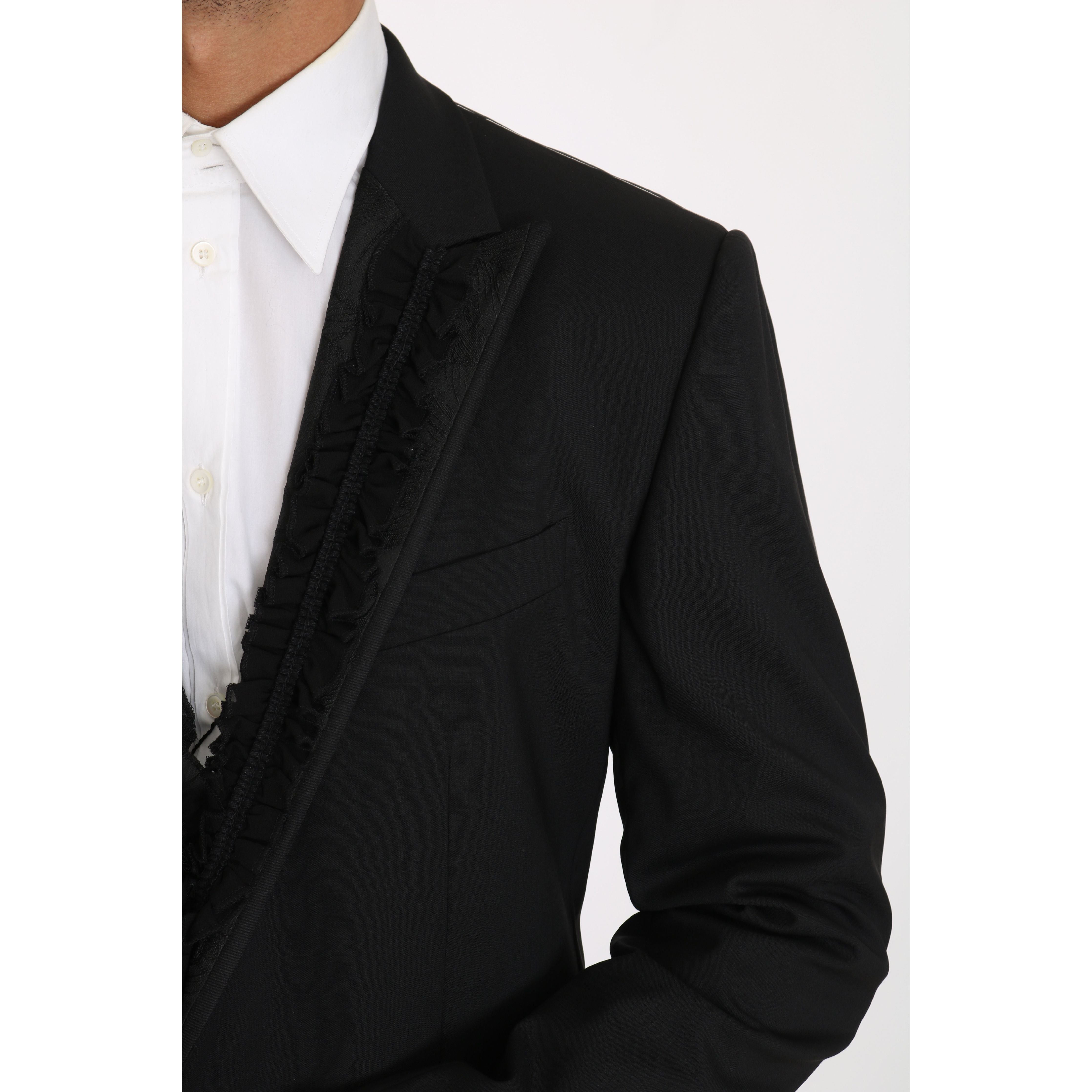 Dolce & Gabbana Black Wool Slim Fit Martini Blazer Jacket