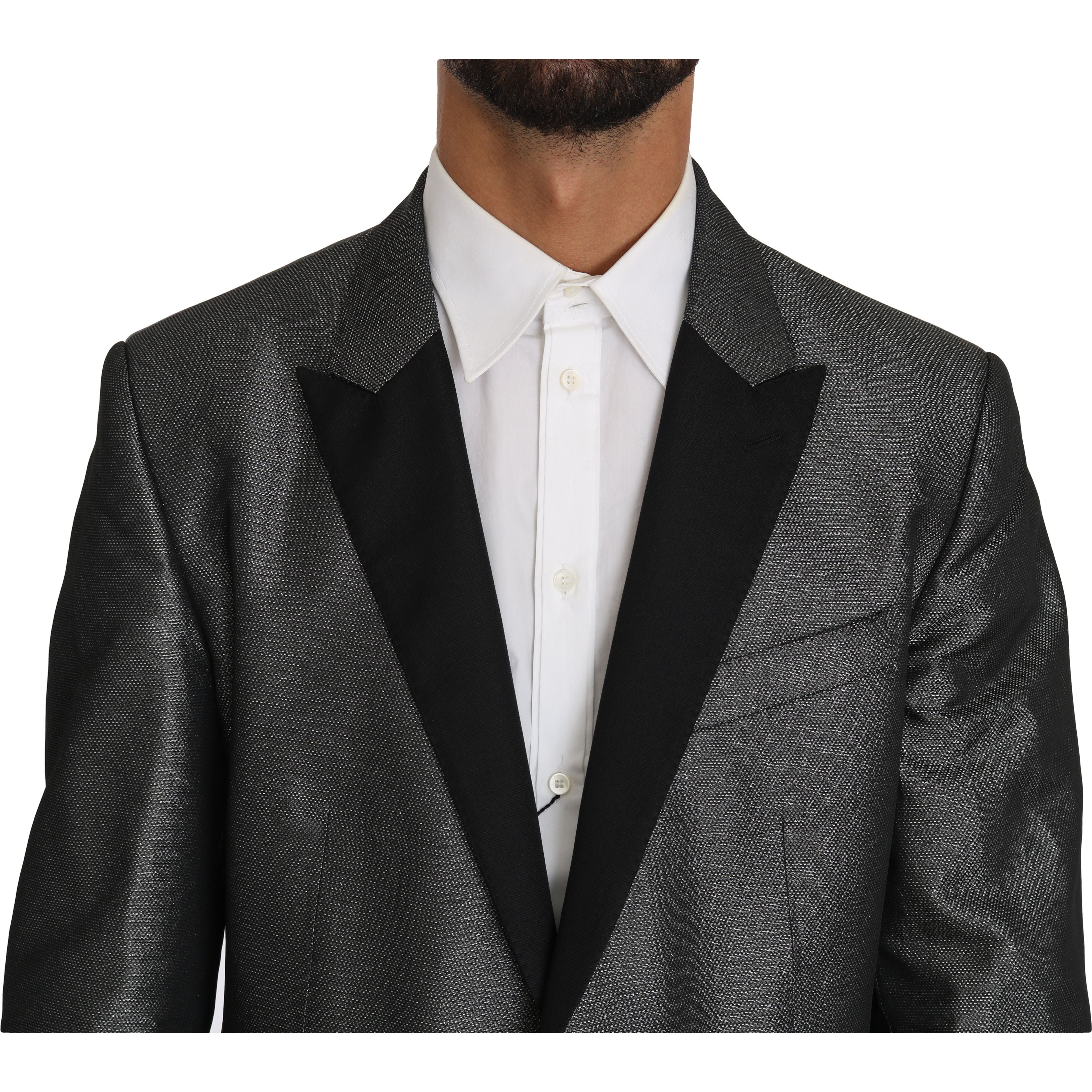 Dolce & Gabbana Gray Patterned Wool Martini Suit