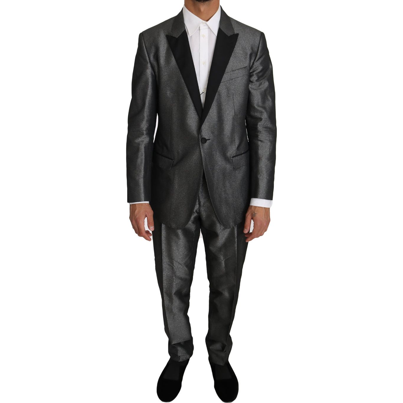 Dolce & Gabbana Gray Patterned Wool Martini Suit