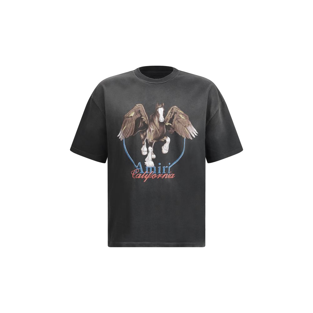 Amiri Black Cotton T-Shirt with Iconic Pegasus Print Design