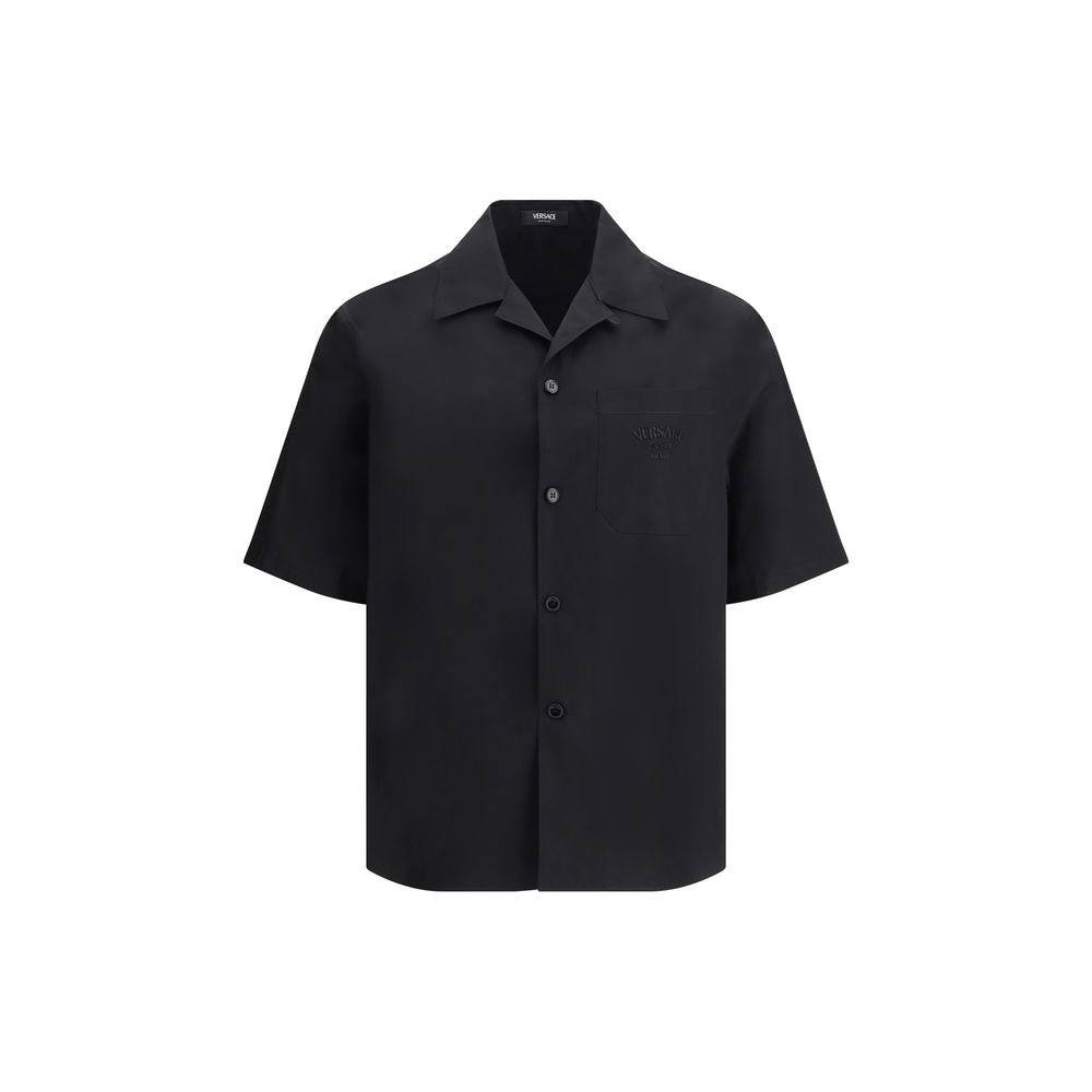 Versace Black Cotton Medusa Pattern Shirt for Elevated Style Statement