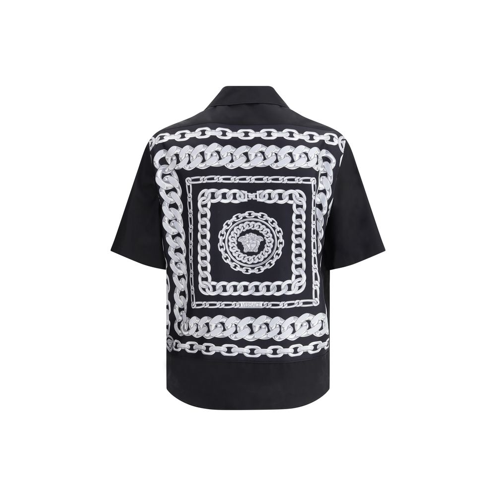 Versace Black Cotton Medusa Pattern Shirt for Elevated Style Statement