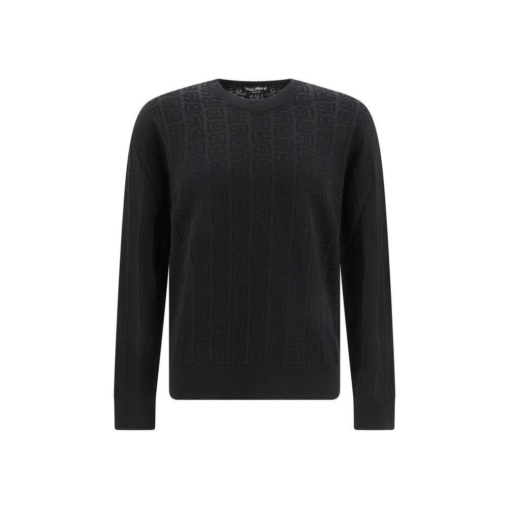 Dolce & Gabbana Black Silk Sweater in Luxurious Jacquard Weave
