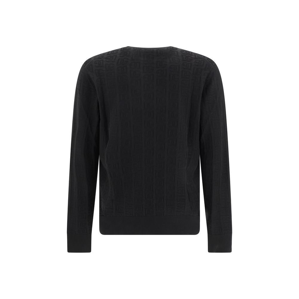 Dolce & Gabbana Black Silk Sweater in Luxurious Jacquard Weave