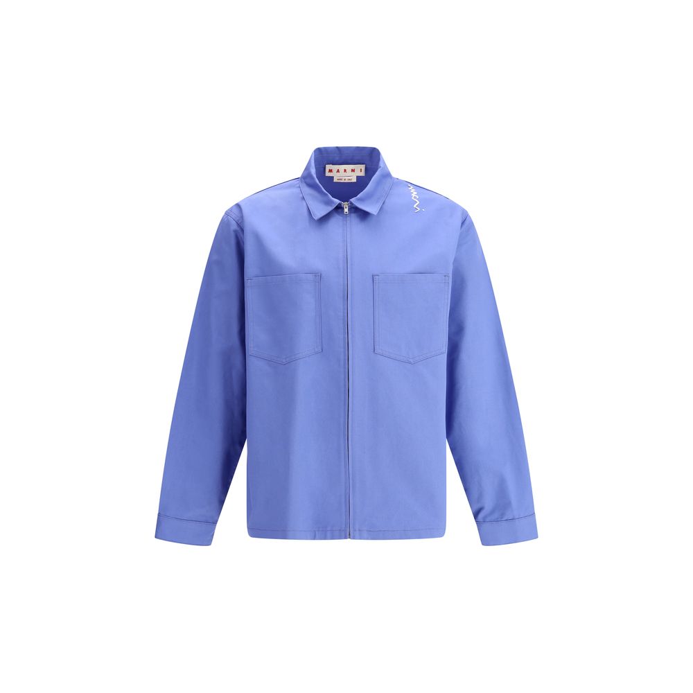 Marni Red Cotton Shirt With Zipper - Contemporary Elegance Redefined