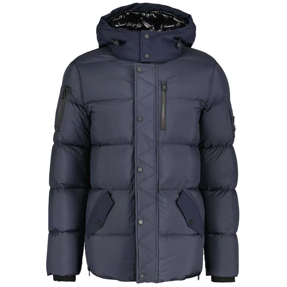 Moose Knuckles Blue Nylon Jacket - Luxe Outerwear Essential