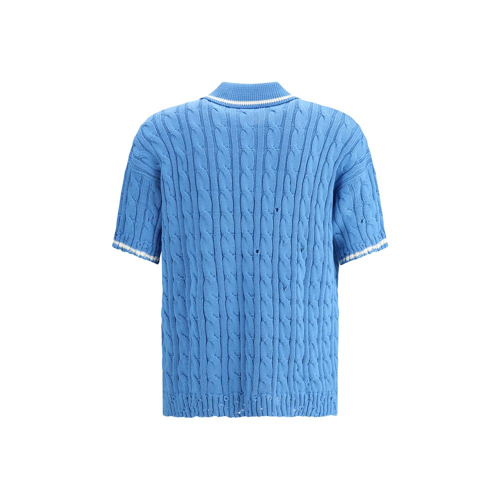 Marni Cream Cotton Knit Polo Shirt in Luxurious Cable-Knit Design