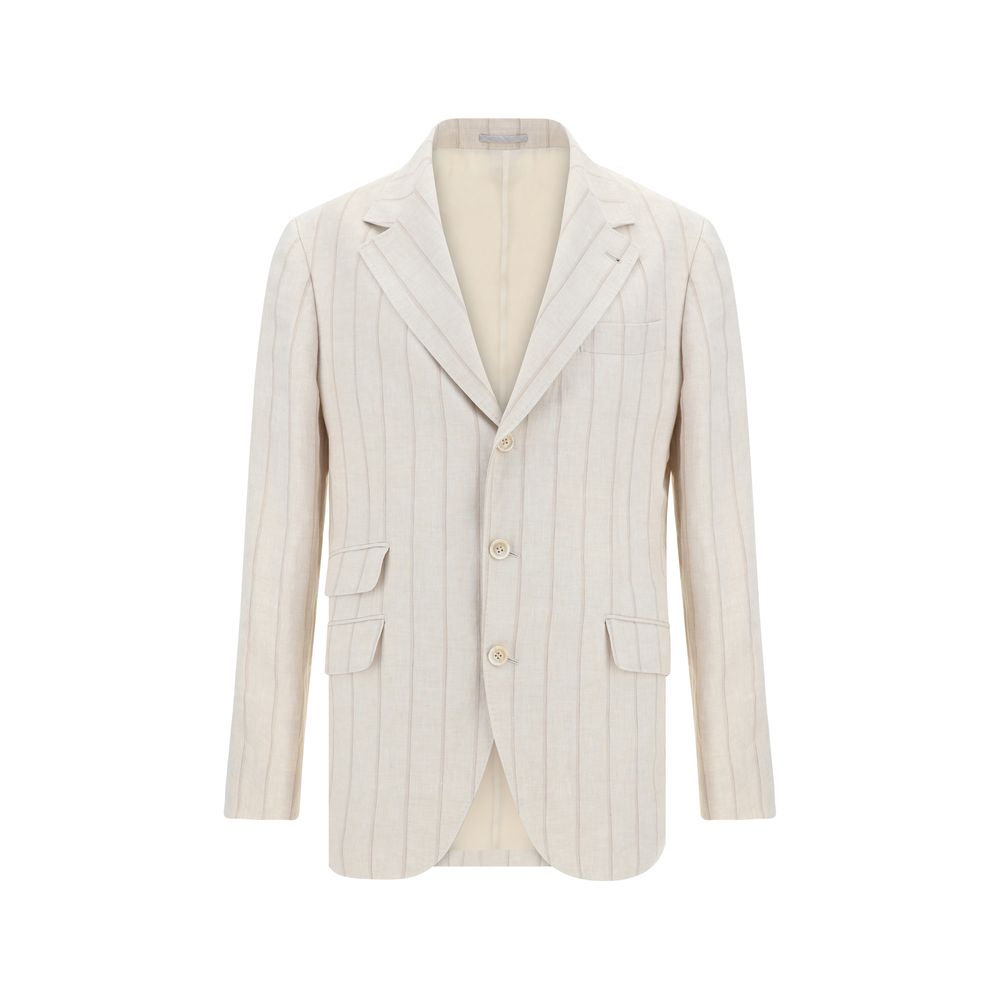 Brunello Cucinelli Grey Linen Blazer Jacket