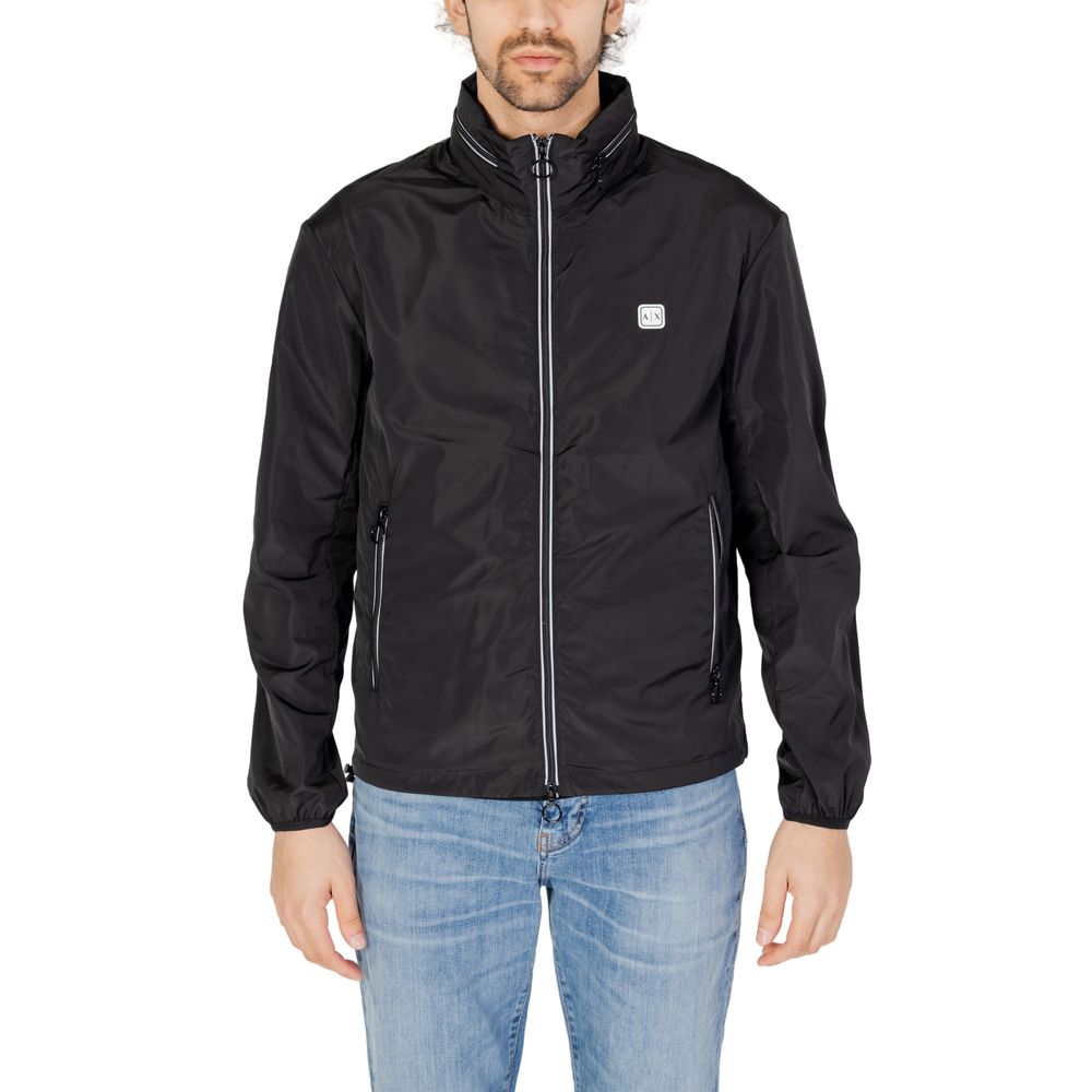 Armani Exchange Black Cotton Jacket for Timeless Sophistication