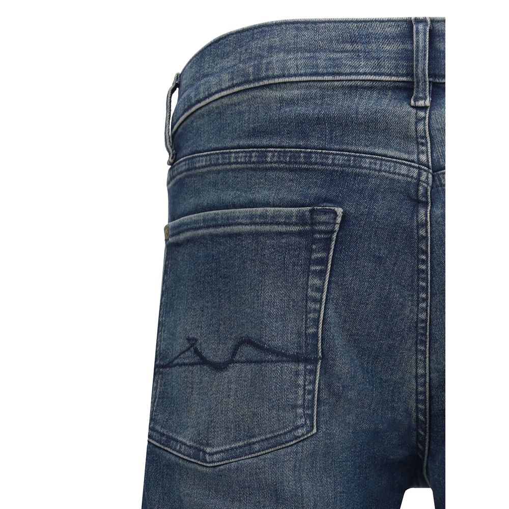 7FOR Blue Denim Jeans with Refined Slim Fit Design