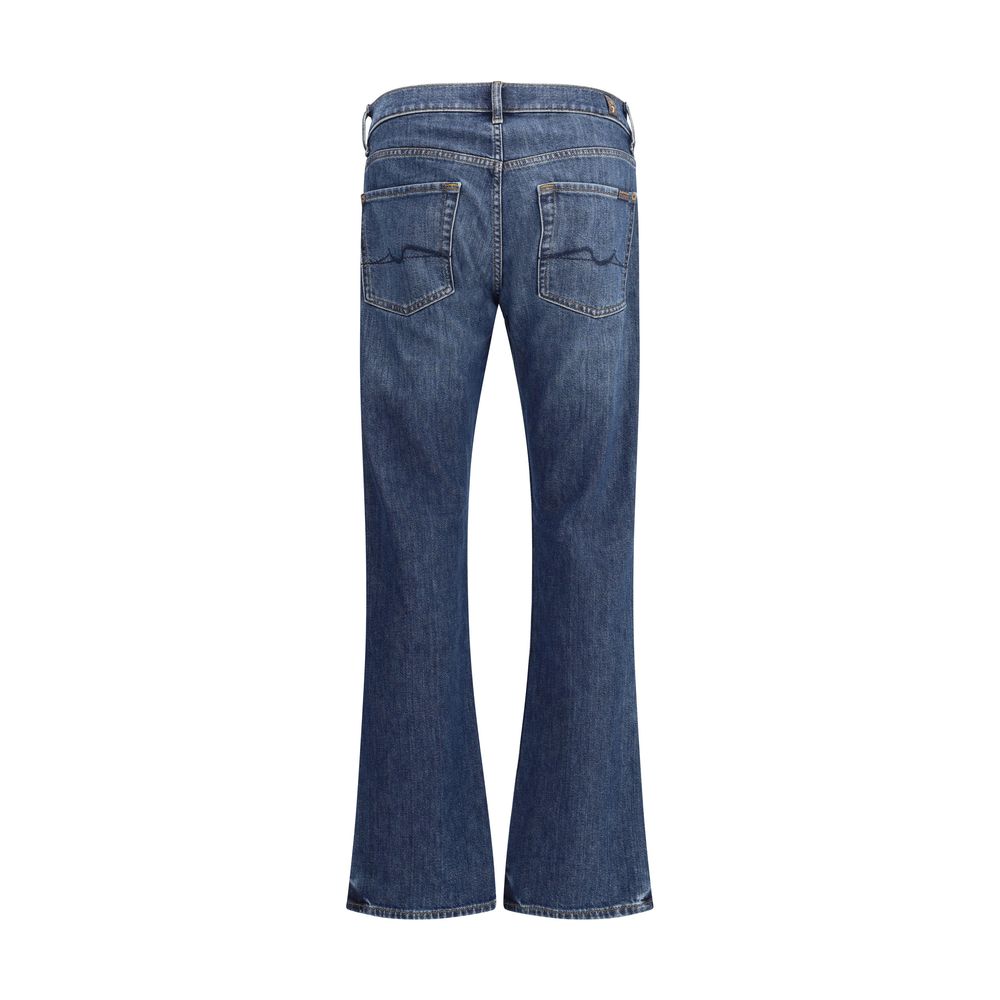 7FOR Blue Cotton Boot-Cut Jeans in Timeless Design